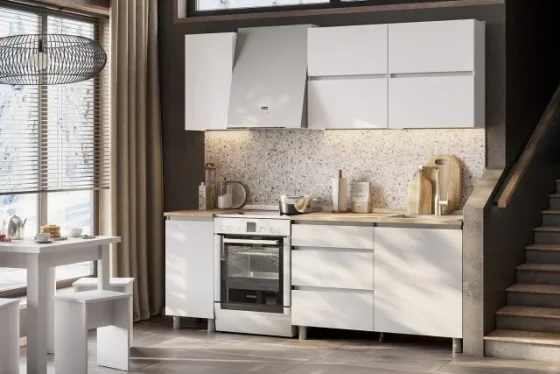 Кухонный гарнитур Hoff Токио, 160х214,2х60, цвет белый текстурный, дуб Сонома